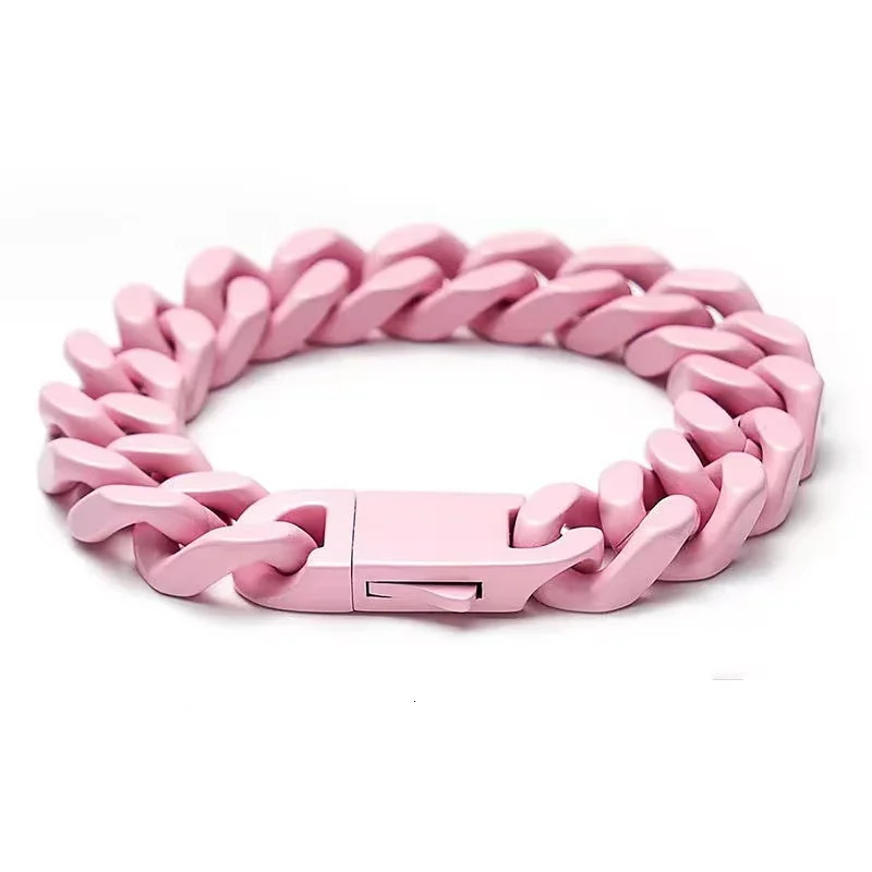 Color Stainless Steel Miami Cuban Hip Hop Mens Bracelet Ins Style Couple Bangle Jewelry Wholesale 250109