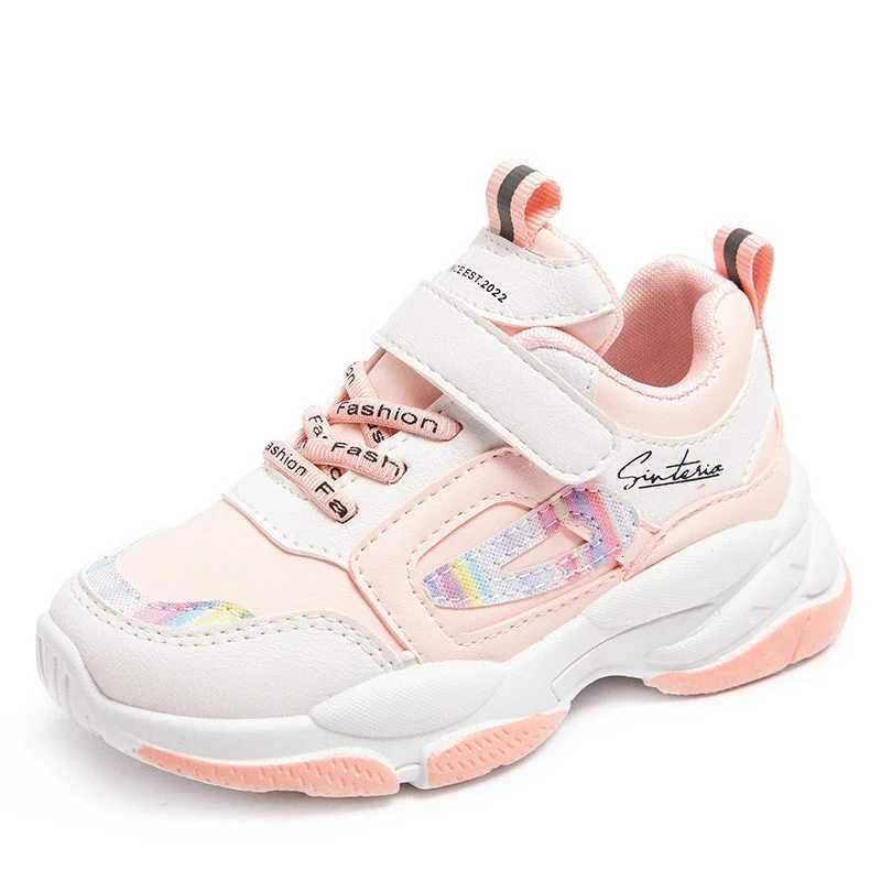 Autumn Kids White Sneakers Leisure Solid Pink Light Soft Fashion Boys Girls Sport Shoes Size 26-37 All-match Children TrainersXJ250118