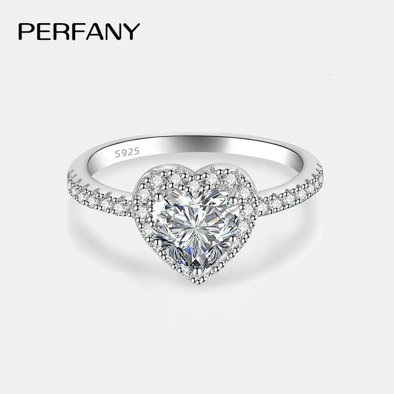 PERMANY 1CT Heart Cut Ring for Women S925 Pure Silver Engagement Eternal Diamond Jewelry 250110