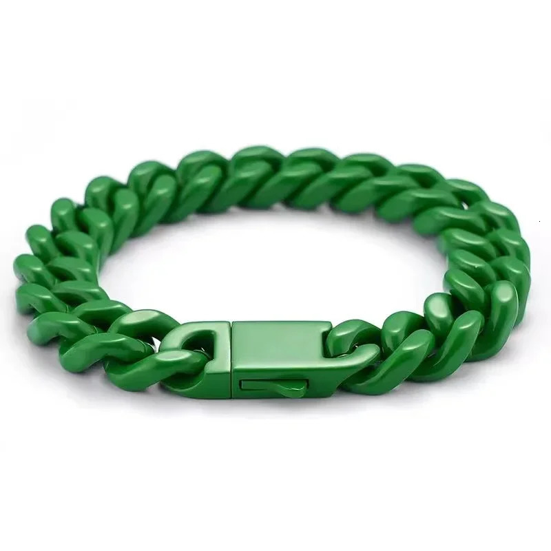 Color Stainless Steel Miami Cuban Hip Hop Mens Bracelet Ins Style Couple Bangle Jewelry Wholesale 250109
