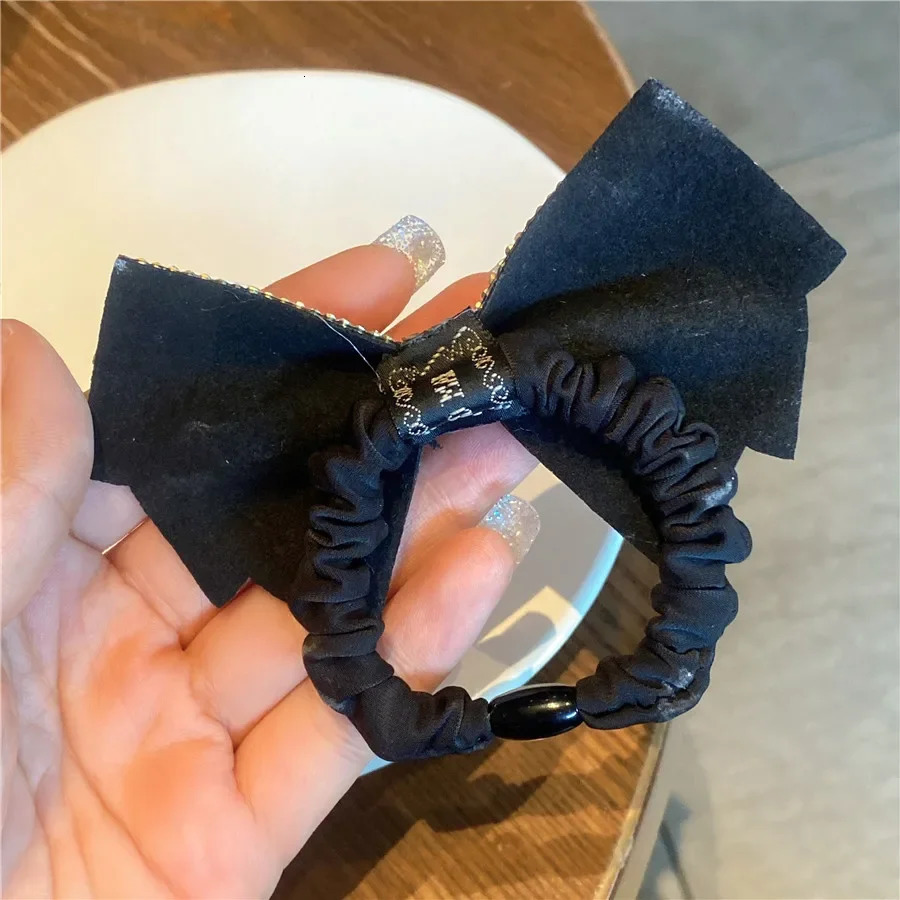 Light y Fragrant Diamond Sparkling Bow Hair Loop Half Tie Rope Womens High Ponytail Headrope Accessories 250118