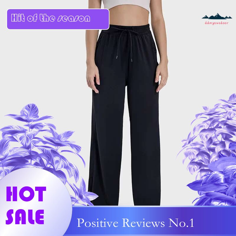 Ddmyoutdoor China Domestic Women Yoga Pants Stretch Woven High Rise Wide Leg Pant Side Slits At The Hems Full Length Intended Relaxed Fit To Sit Just 