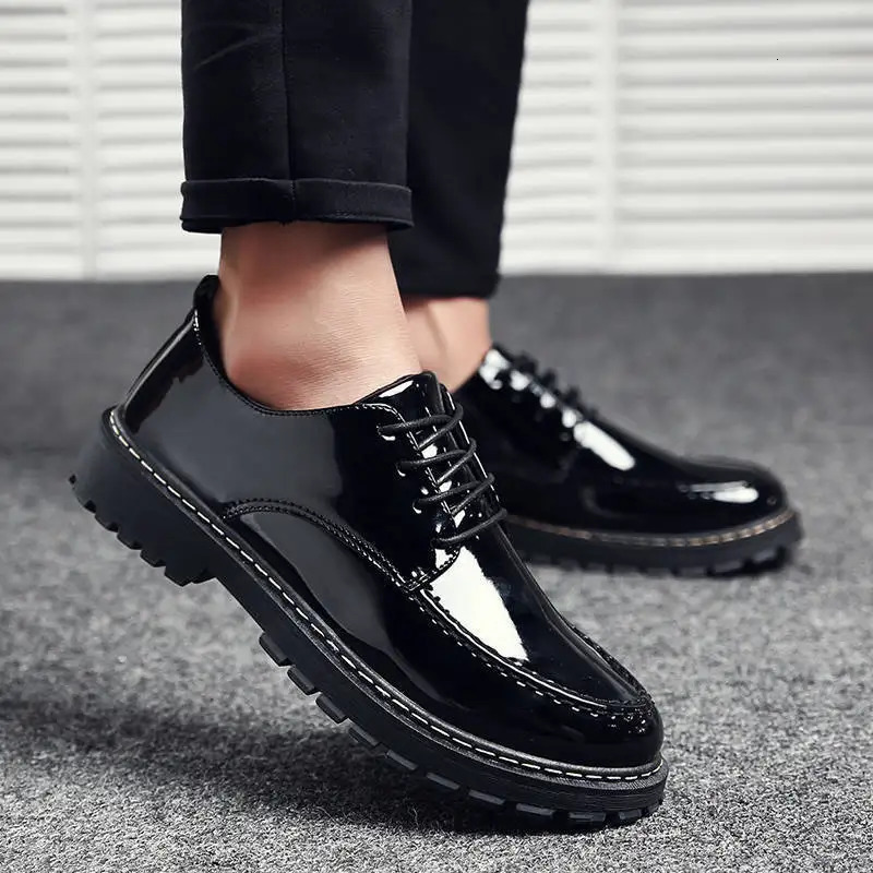 Men Spring Autum Leather Boots Mens Fashion Ankle Business Casual Man Laceup Shoes Y Work Platform Mocassins 250116X