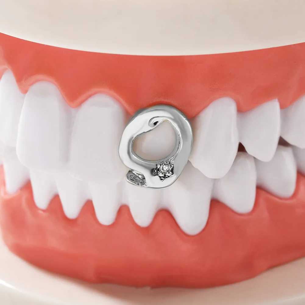 1PC Hollow Inside Iced Out Teeth Grillz Hip Hop Top Grills Dental Mouth Punk Teeth Caps Cosplay Party TG101XJ250114