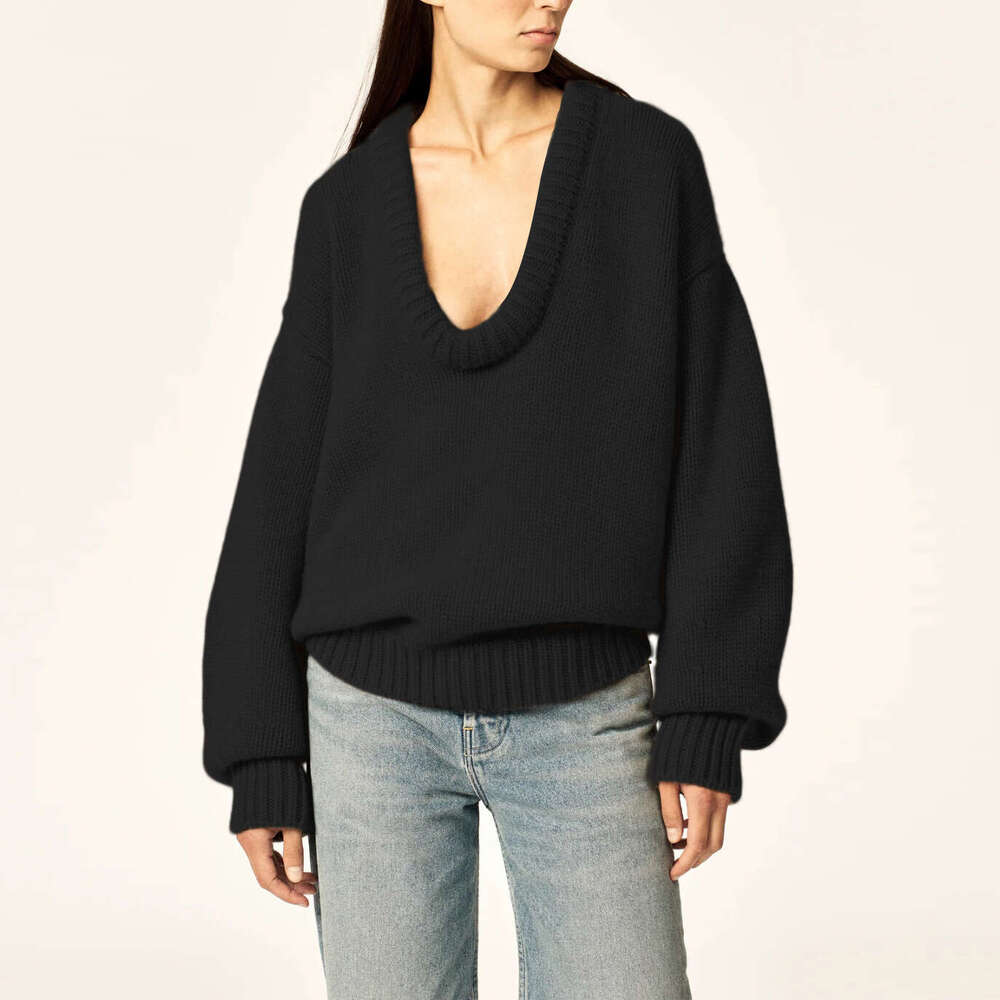 autumn winter European American women's hot selg top fashionable casual round neck knitted sweater 2025 new style chic and elegant clothing