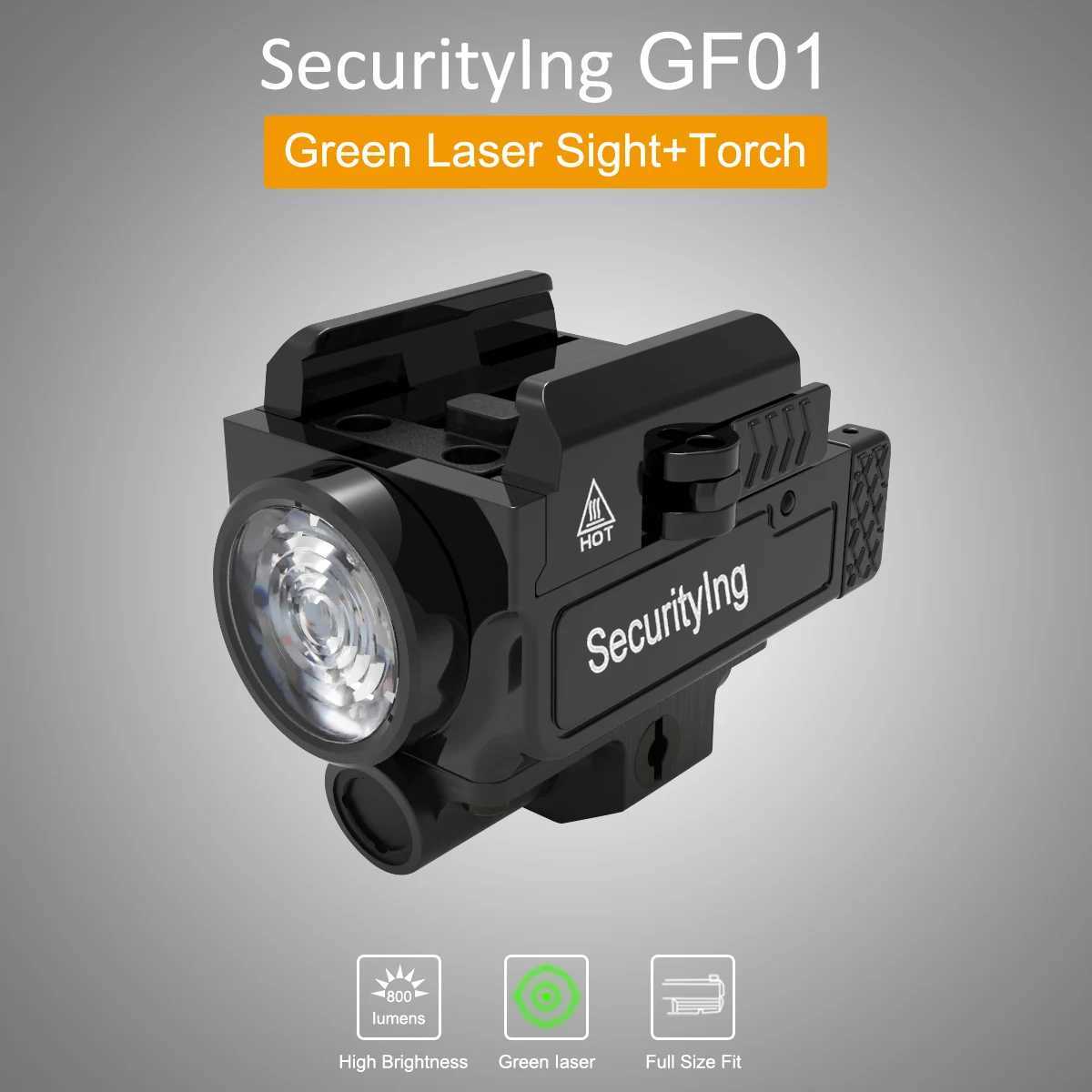 Security Ing GF0 800 Lumen Charging Mini Rail Flashlight with 3 Modes of Light IPX-6 Waterproof Charging FlashlightW241227