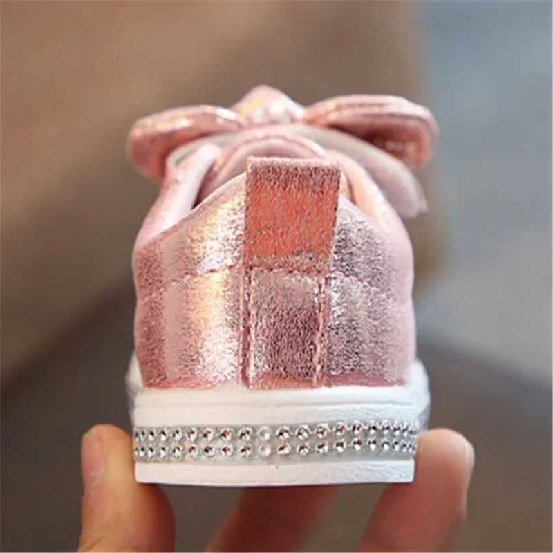 Girls Soft Sole Sports Shoe Sequins Casual Sneakers Cute Bowknot Shinny Shoes For Baby GirlsXJ250118