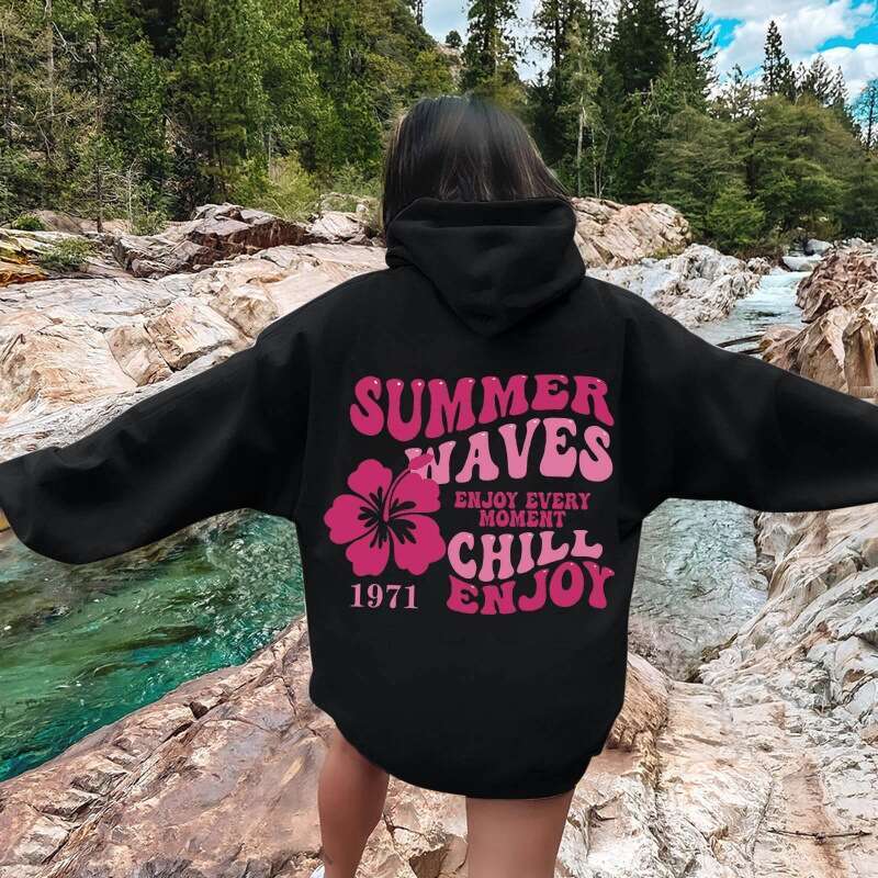 S-5XL new letter printed off shoulder hooded classic pocket casual fashion pullover sweatshirt