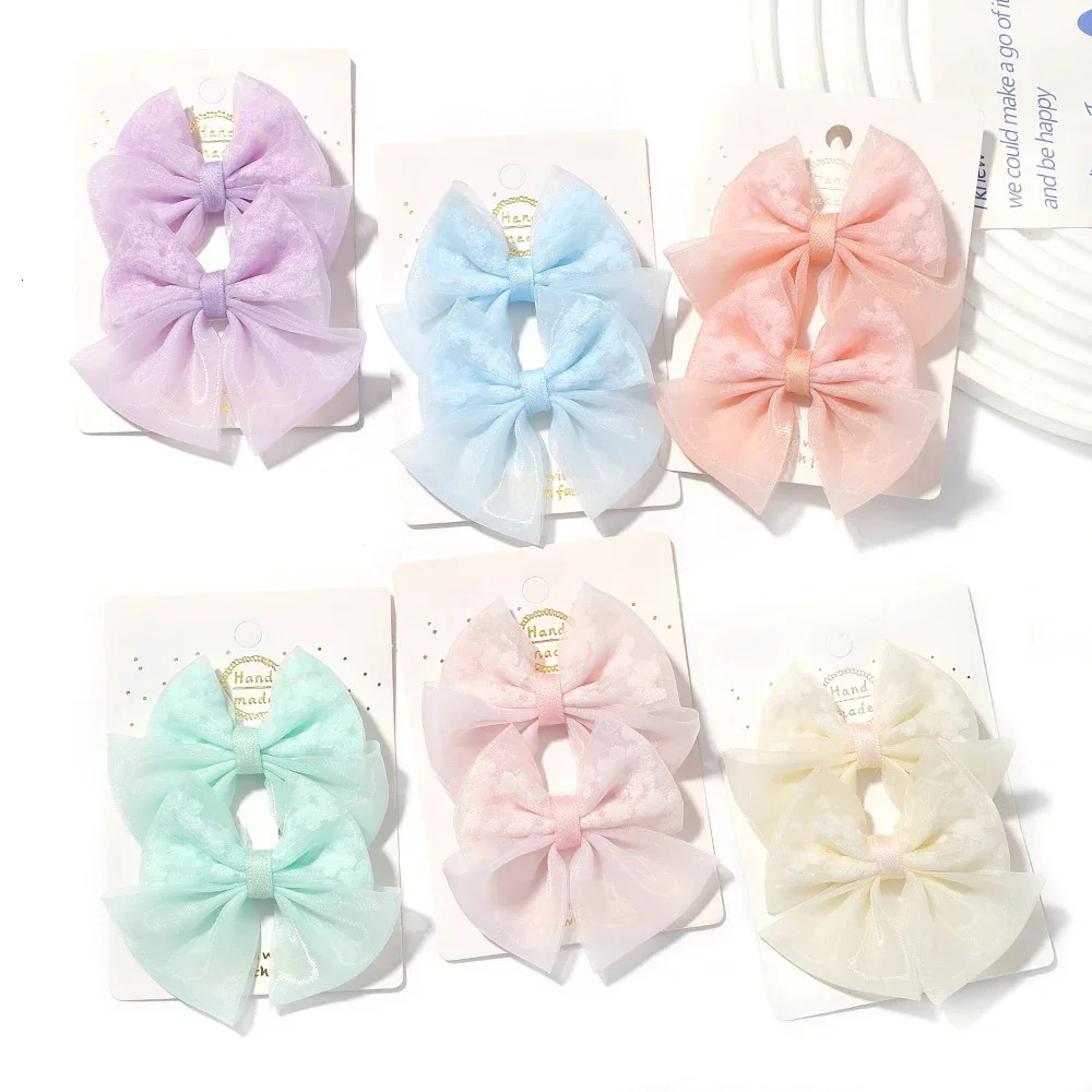 2Pcslot Baby Mini Hair Bows Clips Cotton Soft Hairpin for Girl Cheer Bowknot Barrettes Children Headwear Accessories 250117
