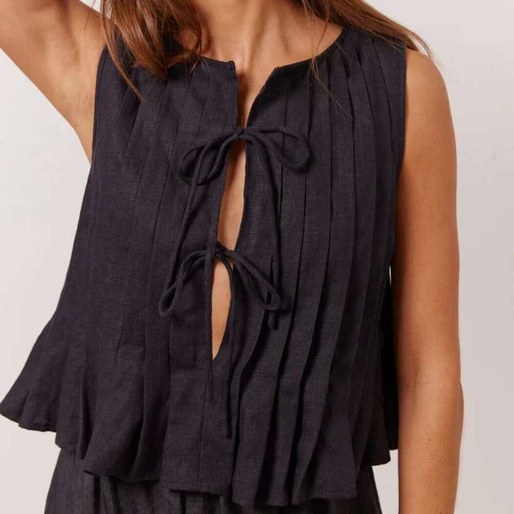 Spring/Summer Popular Strap Cotton and Hemp Women's Shirt 2025 New Casual Fashion Trendy Clothing
