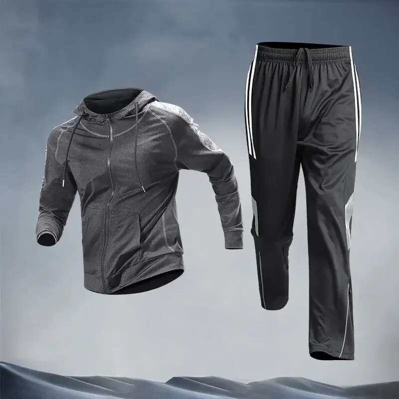 Running Fiess Quick-Dry Loose Fit Outdoor Training Jacket Morning Runs Autumn Spring Men's Sportswear Set
