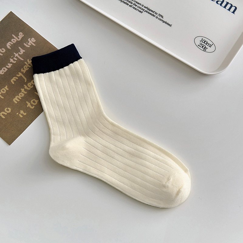 DA250001 Female Student Socks Pinkycolor Spring/Summer Casual Socks Splicing Anti Slip Sweat Absorbing Polyester Fiber