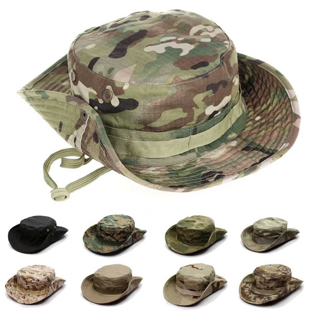 Summer Boonie Hats s Camouflage Bucket Hats Multicam Panama Hunting Hiking Outdoor Camo Panama s MenXJ250116