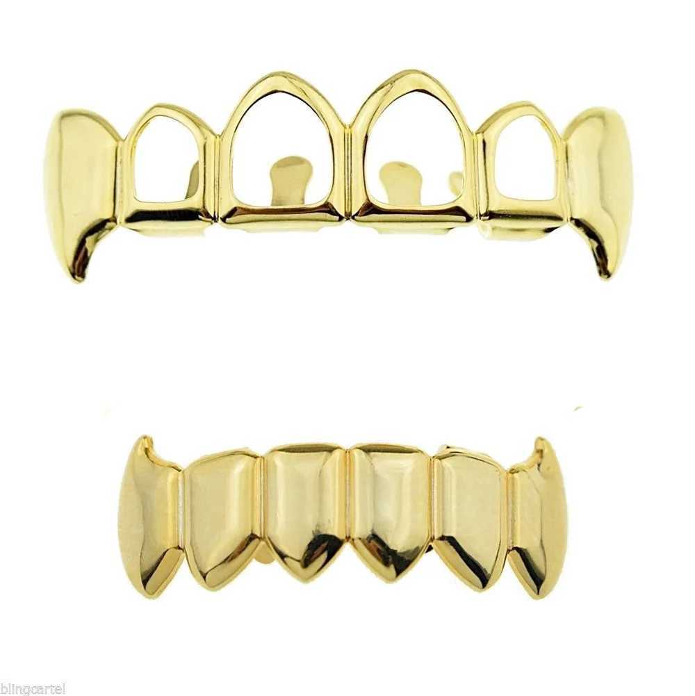 1set 4Color Hip Hop Gold Color Teeth Grillz Gold Plated Dental Grills Rock Tooth Grillz Caps Crystal Teeth Caps HalloweenXJ250114