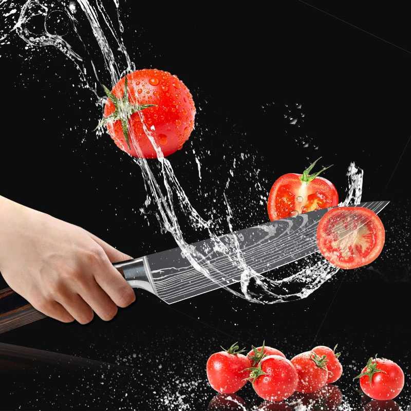 Kitchen Knife Set Professional Chef Japanese Knife 7CR17 Damascus Knife Cleaver Meat Fish Chicken Vegetable Fruit Fillet KnivesXJ250117