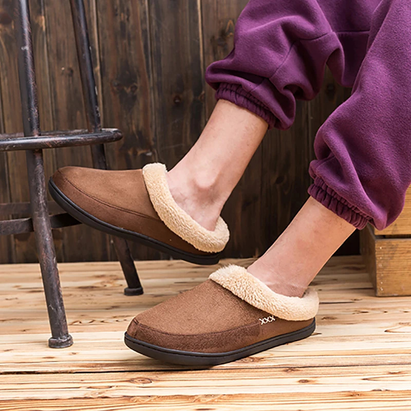 Winter Men Cotton Slippers Bathroom Plush Shoes Male Warm Australia Style Male Home Soft Slippers Indoor Man Solid Adult Pantufa250114