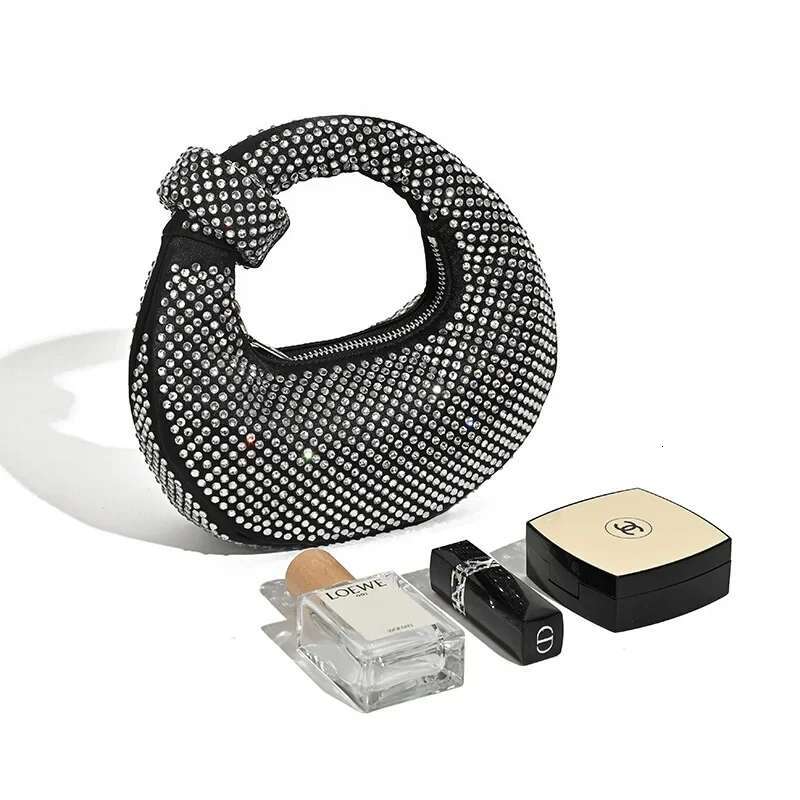 Elegant Socialite Style Women's Acrylic Dia Crescent Bag Pearl Clutch For Banquets Crossbody Handbag Sequins