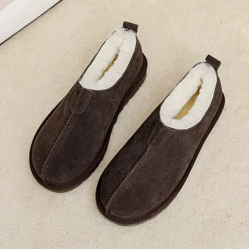 Winter Cotton Shoes for Men and Women Casual Cotton Shoes Flat Bottom Plush Loafers Shallow Mouth Thickened Home Cotton Slippers250114bj