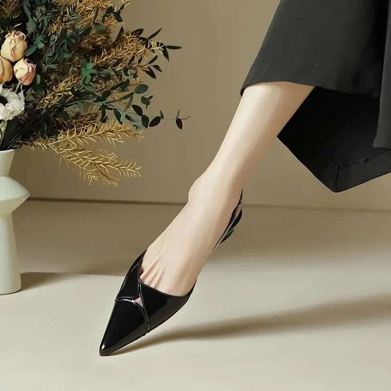 Pointed Toe Elegant Low Heels Party Women Sandals Designer New 2024 Summer Brand Pumps Sgback Casual Dress Shoes