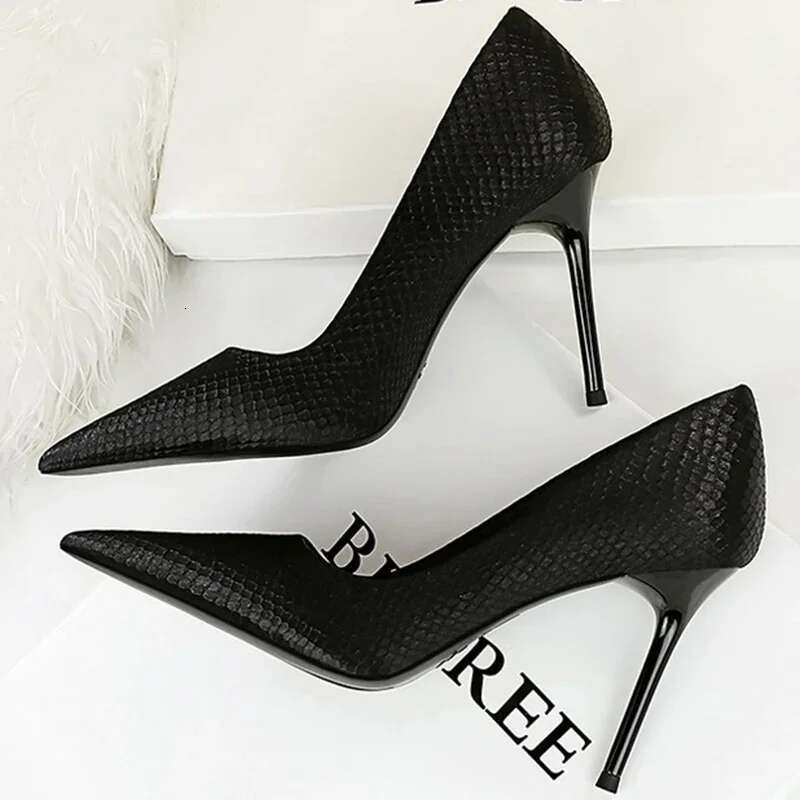 Women 9.5Cm High Fashion Pumps Wedding Bridal Classic Scarpins Silk Stiletto Thin Heels Lady Light Blue Green Office Shoes