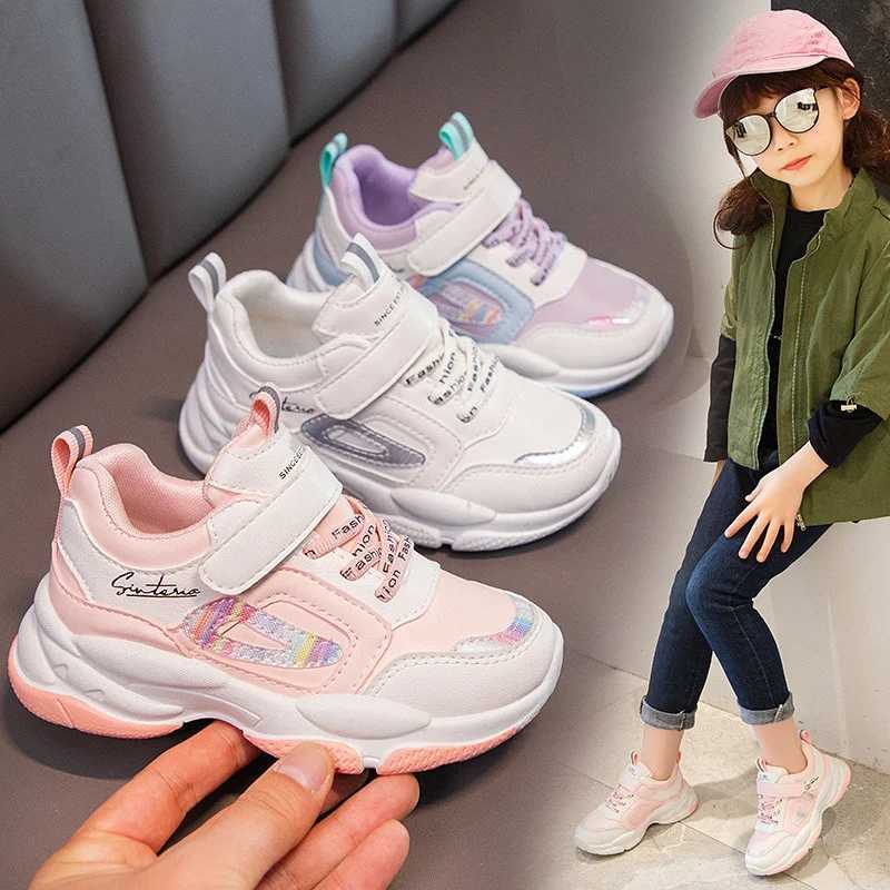 Autumn Kids White Sneakers Leisure Solid Pink Light Soft Fashion Boys Girls Sport Shoes Size 26-37 All-match Children TrainersXJ250118