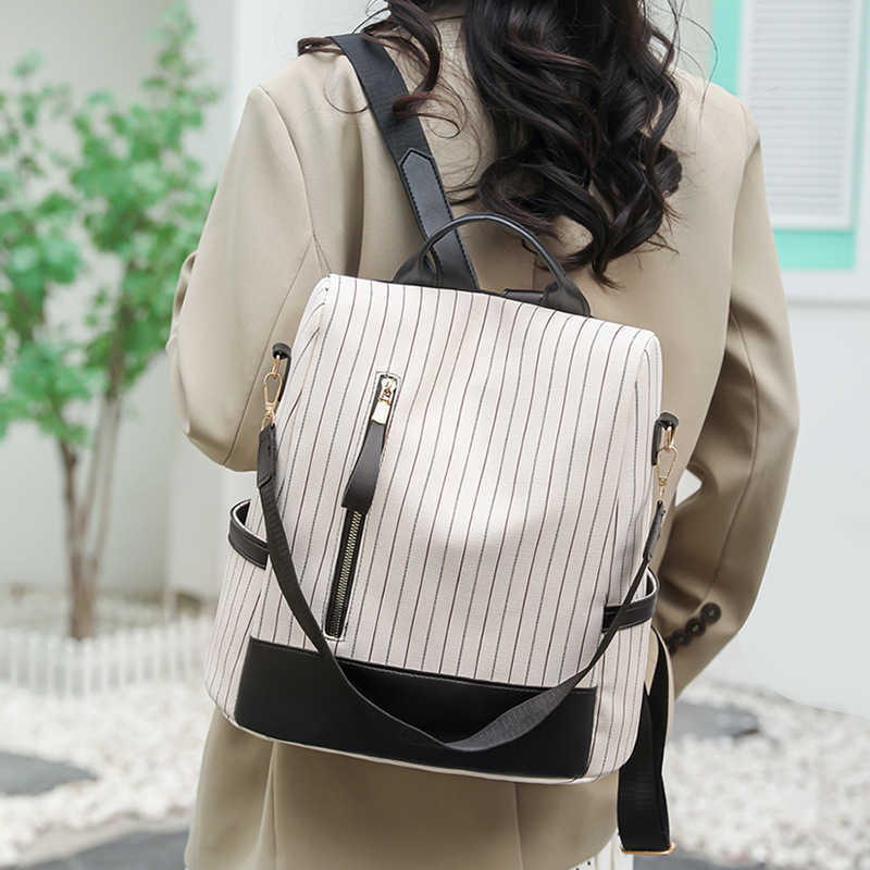 Womens backpack large capacity high end feel soft leather casual anti theft backpack single shoulder dual use backpack womens bag