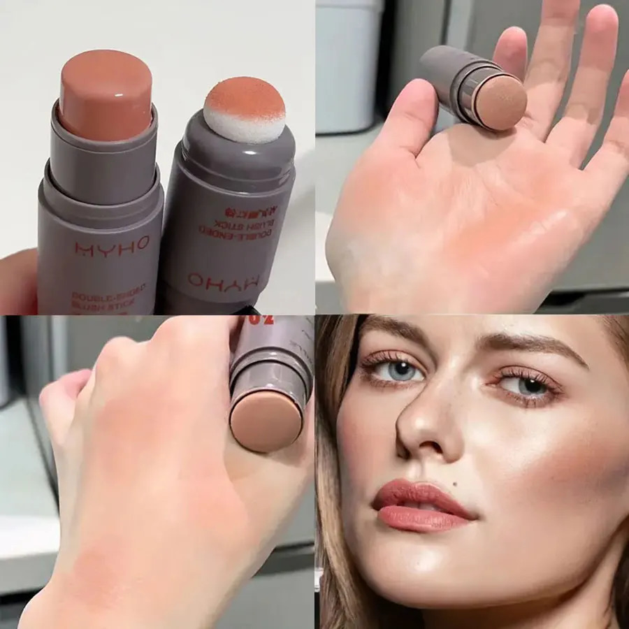 Blush Stick Double-ended Expansive Color Natural Long Lasting Matte Makeup Monochrome Creamy Rouge Blush Stick 250110