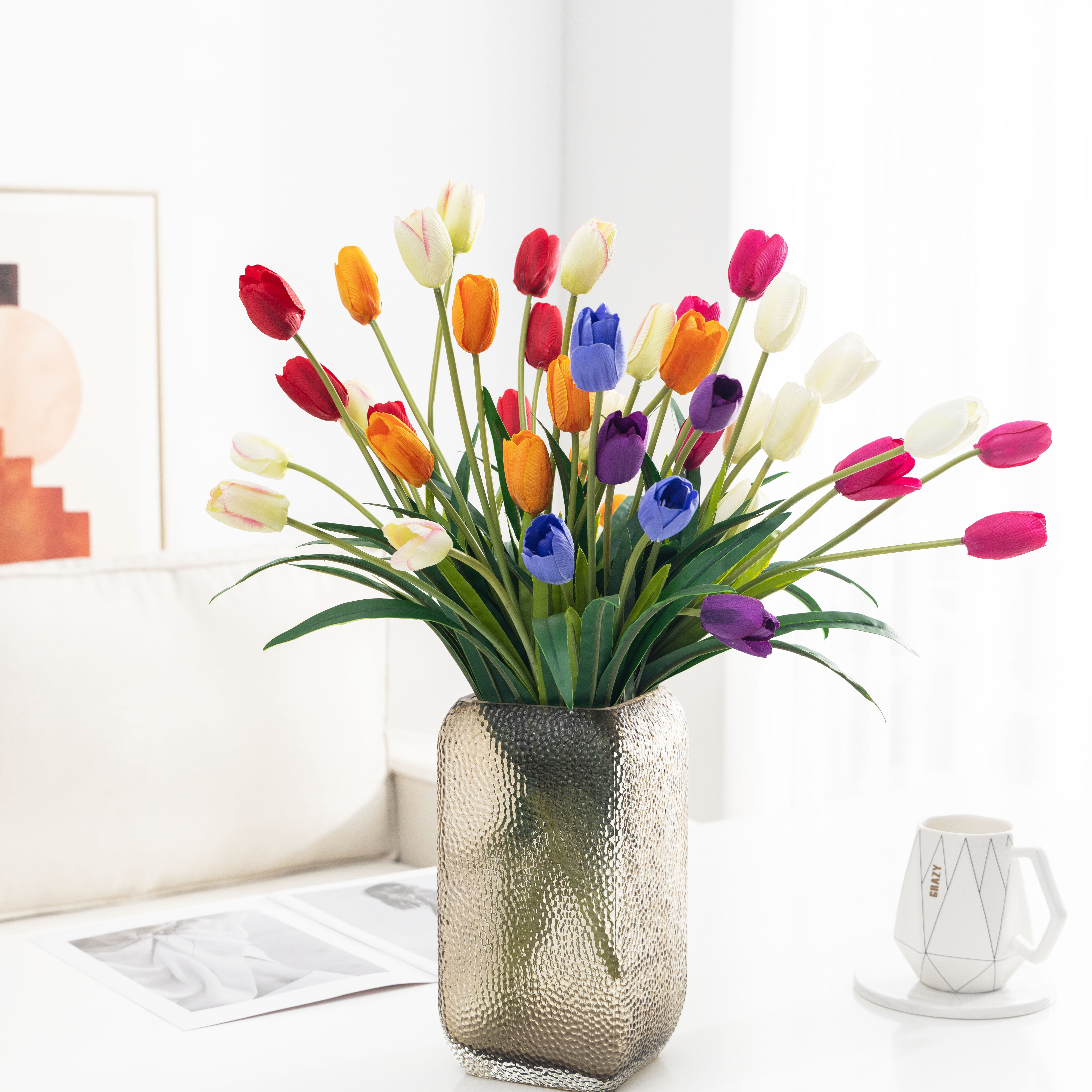 Hundred flowers state 3 tulips simulation flowers fake flowers decorative simulation greenery floral living room table background ornaments