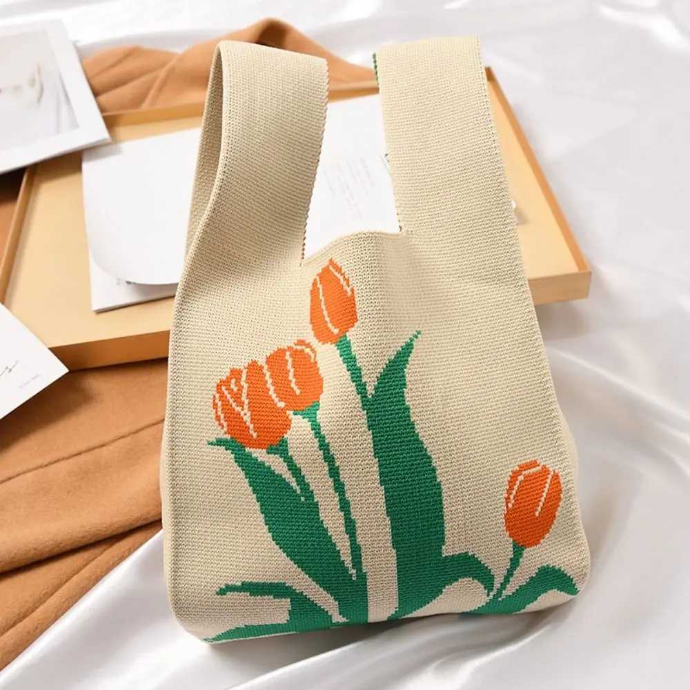 Niche Design Shoulder Bag Women Girls Knot Wrist Bag Handmade Knit Handbag Tote Bag T250118