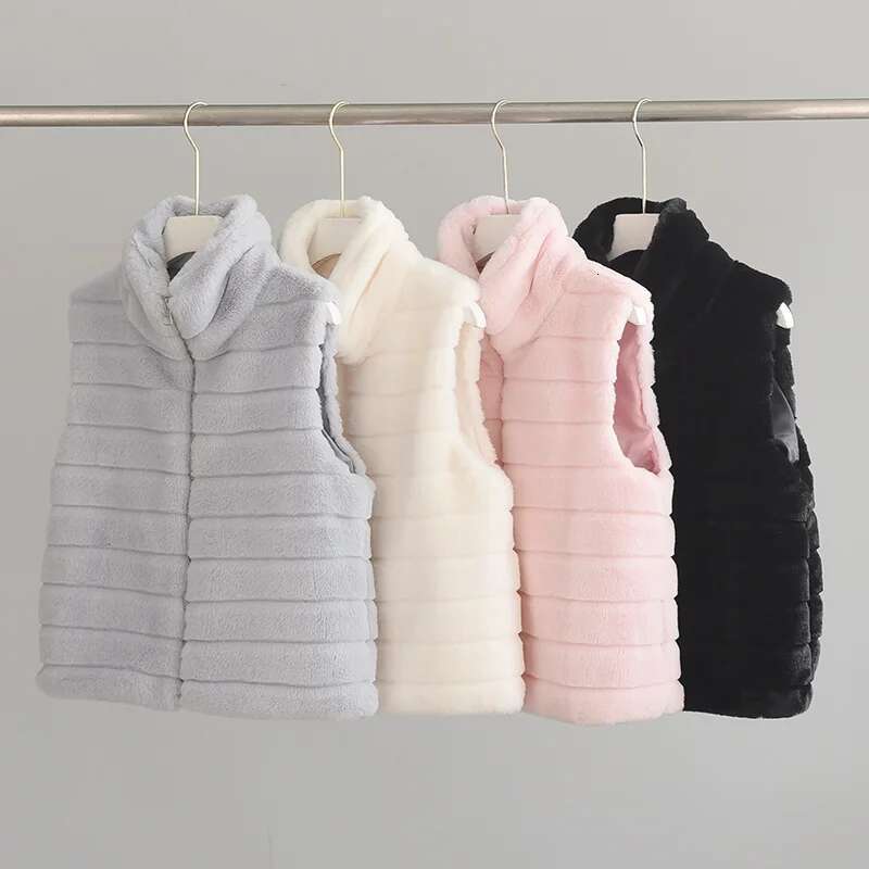 Autumn And Winter New Imitation Stand-Up Collar Artificial Fur Lady Vest Jacket