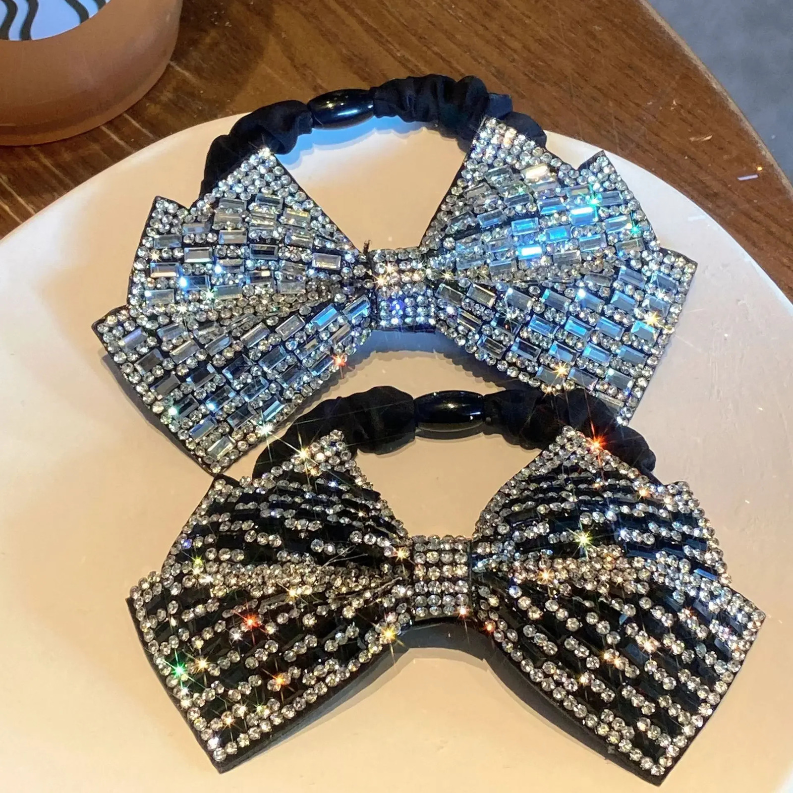 Light y Fragrant Diamond Sparkling Bow Hair Loop Half Tie Rope Womens High Ponytail Headrope Accessories 250118