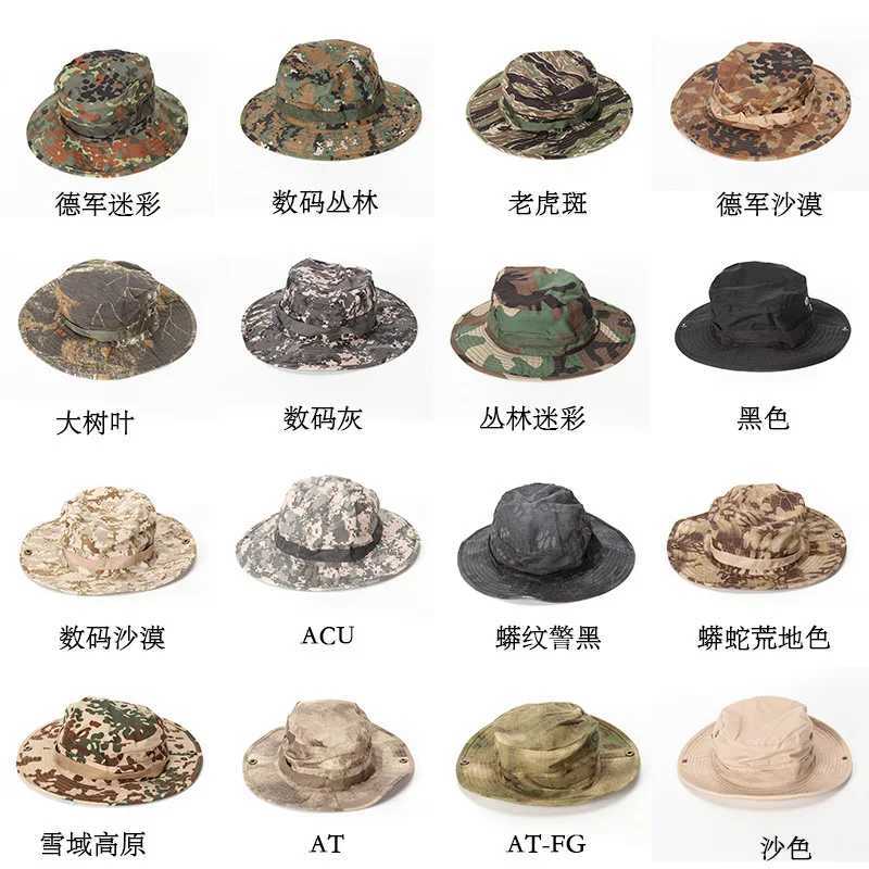 Tactical Sunshade Hat Wear Resistant Breathab Camouflage Round Brimmed Hat Unisex Fishing Mountaineering Hat HuntingXJ250116