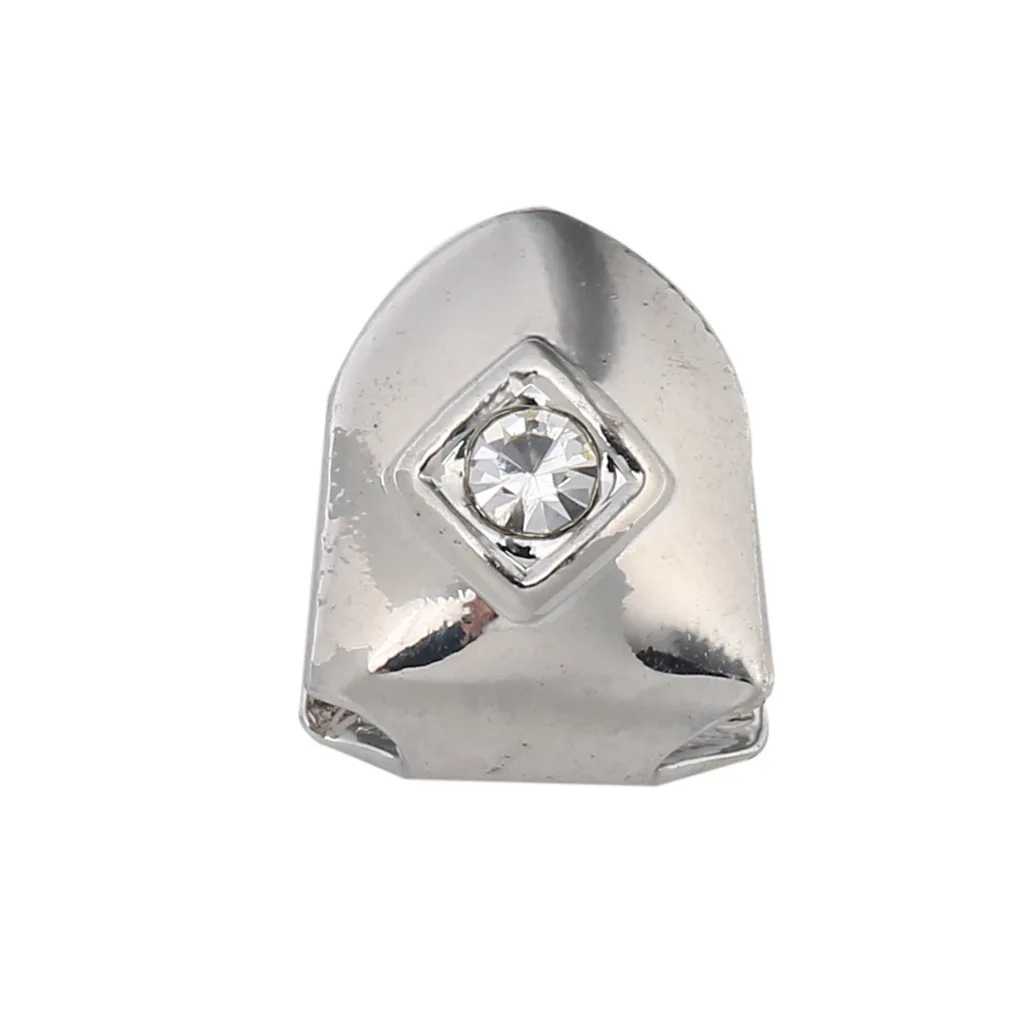 1pc Hip Hop Iced Out Teeth Grillz Gold Plated Dental Grills Rock Tooth Grillz Caps Crystal Teeth Caps Halloween Vampire GiftXJ250114