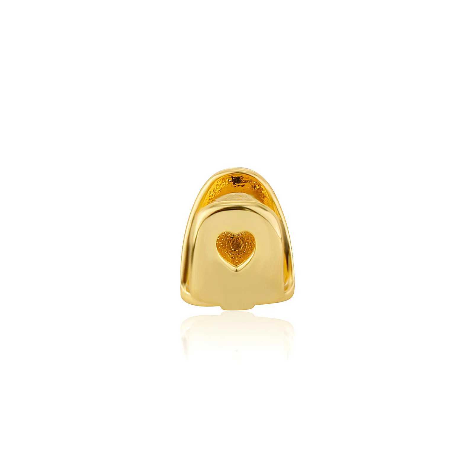 1pc Hip Hop Red Heart Teeth Grillz Gold Plated Dental Grills Rock Tooth Grillz Caps Crystal Teeth Caps Halloween Vampire ToothXJ250114