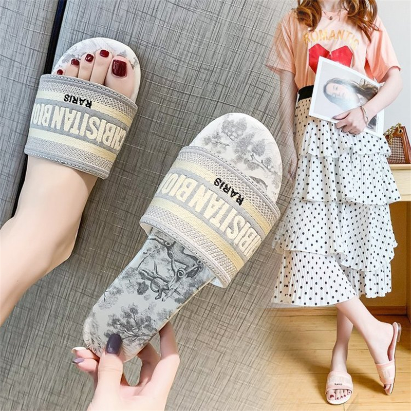 hot free shipping designer Slippers New sliders beach shoes Outdoor Printing slippers for woman