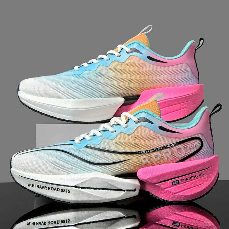 Carbon Plate Men Sports Marathon Air Cushion Running Shoes Breathable Lightweight Wen Massage Athletic Nonskid Sneakers Z250304