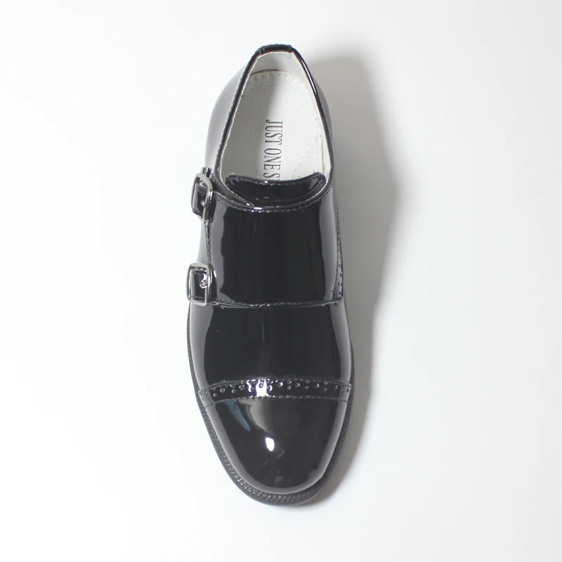 Kids Leather Shoes Boys Arch Support Double Buckle Slides Adjustable Black Formal Suit Shoes Wedding Page School Prom Smart 250113