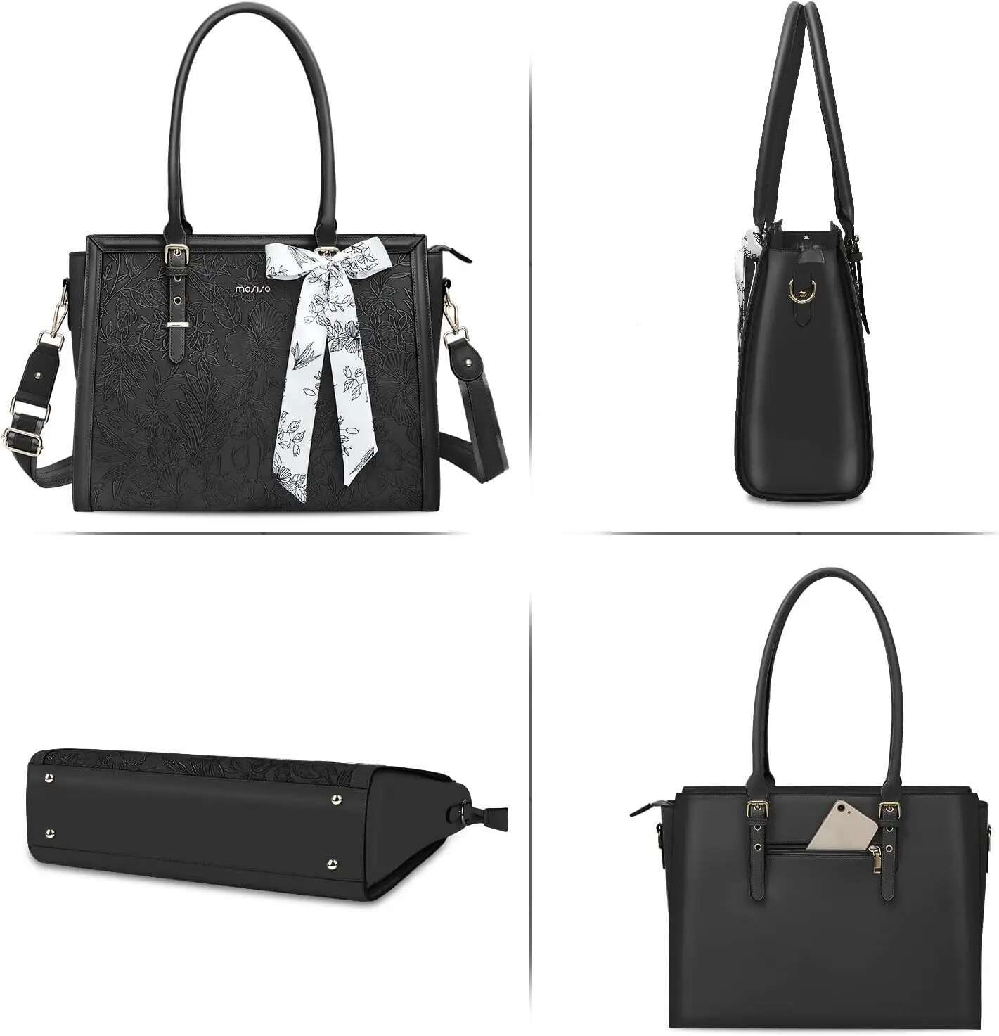 Laptop Women PU Leather Tote Bag for 15.6 16 17.3 inch Book HP Notebook Shoulder Messenger Handbag