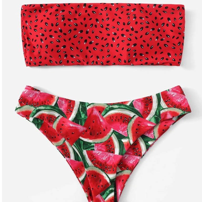 New Sexy Watermelon Printed Bra Split Women's Bikini Swimwear