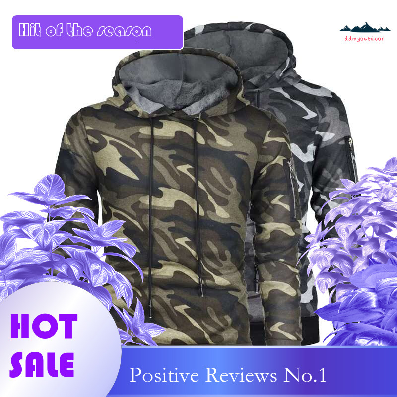 Ddmyoutdoor China Domestic Camouflage Jacket Men Running Hooded Drewstring Pullover Sport Coats Sweatshirts Hip Hop Outdoor Streetwear XL