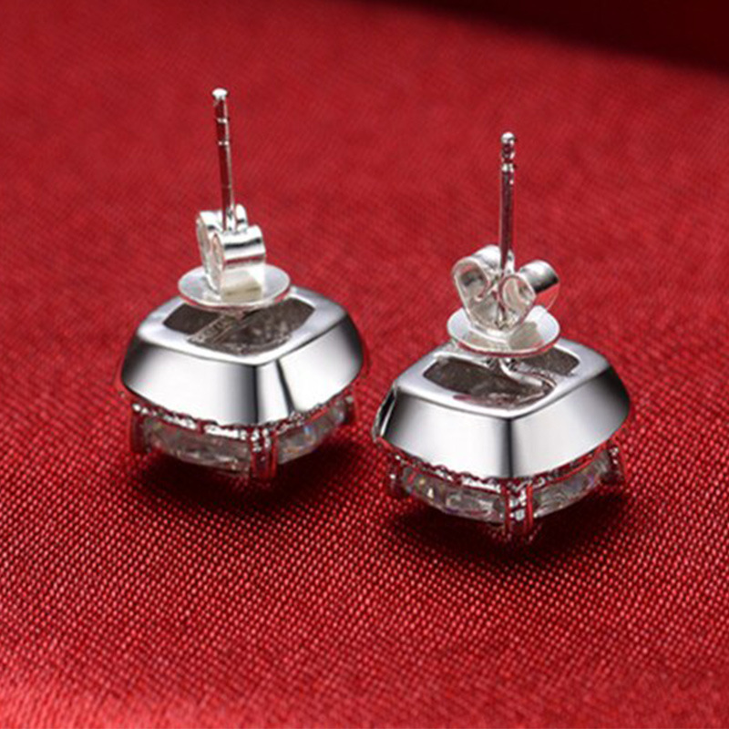 2025 Drop Ship Sparkling Stud Earrings Luxury Jewelry 925 Strerling Silver Cushion Shape 5A Cubic Zircon CZ Diamond Gemstones Party Women Lady Earring
