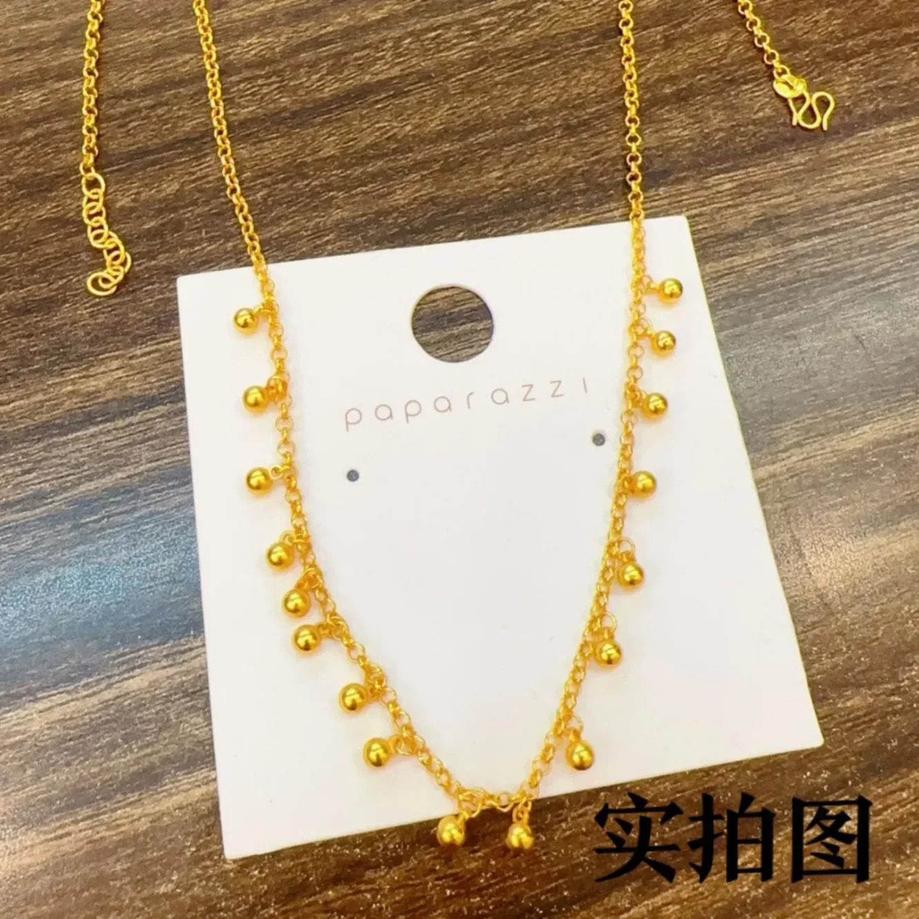Womens jewelry 18K gold necklace small bead set chain fashionable and elegant clavicle AU750 250114