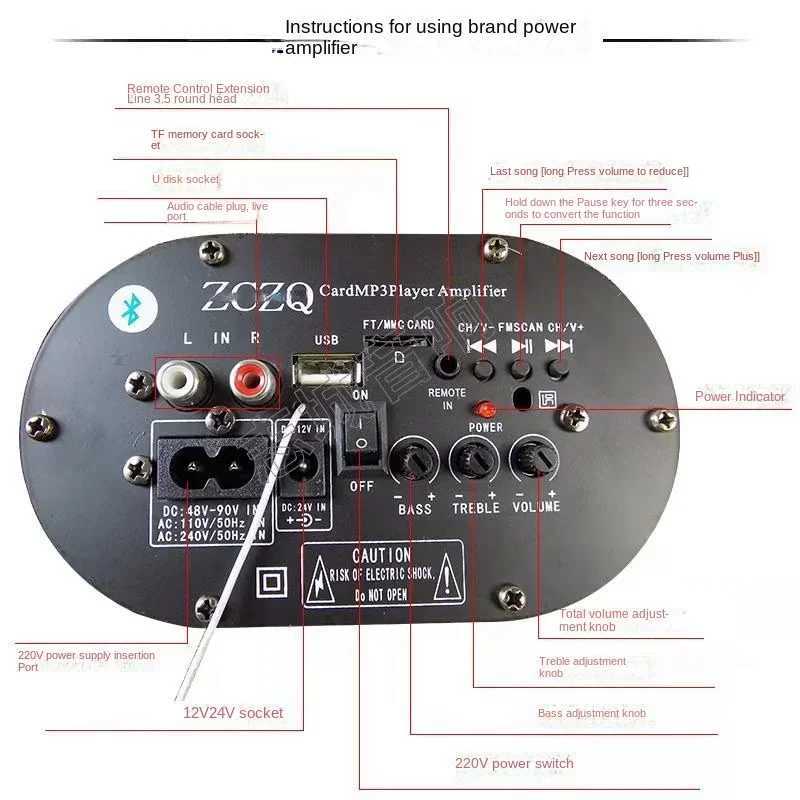Car Audio Eight inch slim high-end car mounted subwoofer 12V24V220V remote control card Bluetooth car audio system H250118