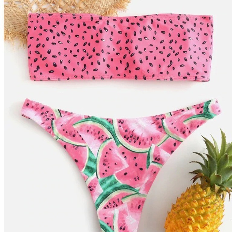 New Sexy Watermelon Printed Bra Split Women's Bikini Swimwear
