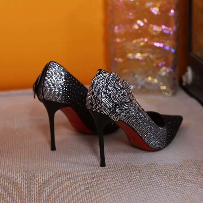 High Heels Rhie Wedding Shoes Bride Elegant Woman Heeled Dress Rose Pointed Toe Stiletto Pumps Orange Womens Loafer