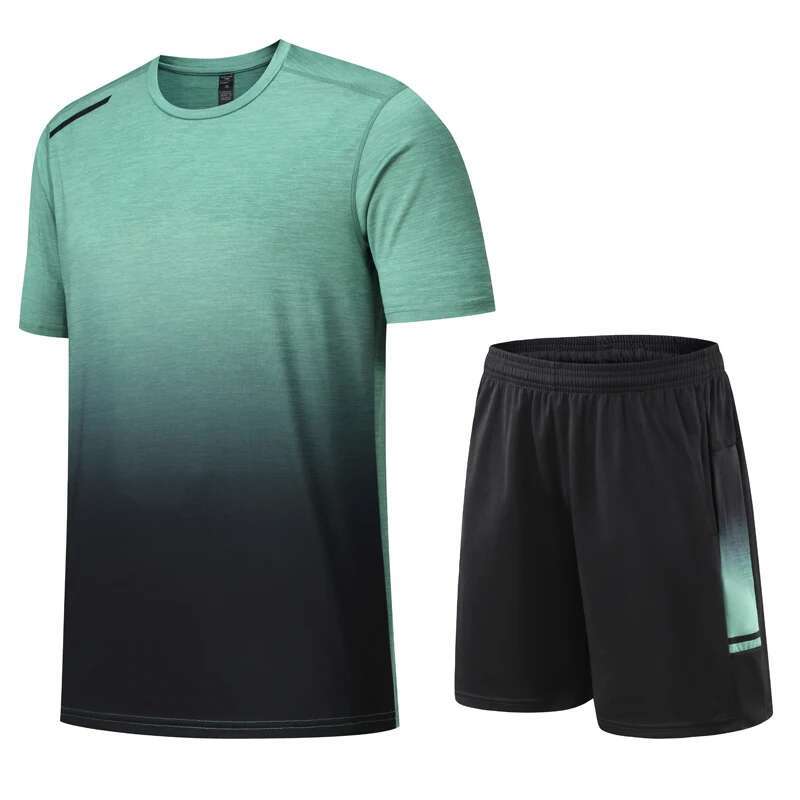 Summer Outdoor Tracksuit Patchwork O Neck Tshirt Fashion Shorts Sports Suit Men Running Fiess Jogging Compression Workout Sets