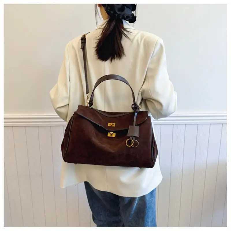 New Arrival Suede Women Handbags Maillard Shoulder Bags Vintage Pu Leather Crossbody Autumn and Winter Large Capacity Tote Bag