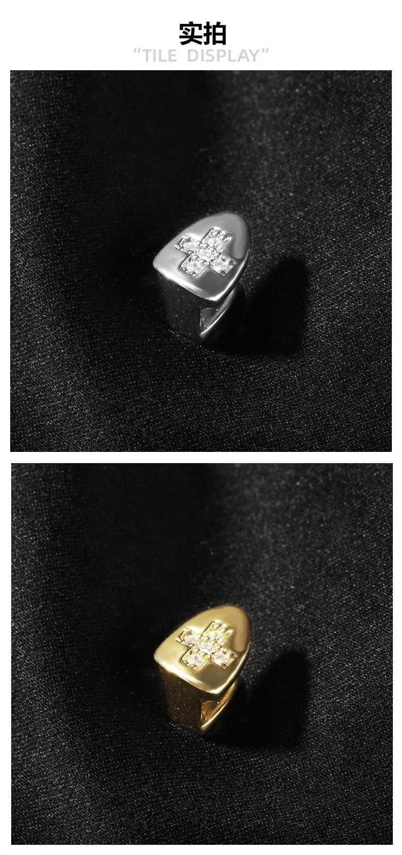 1 PC Teeth Iced Out Teeth Grillz Hip Hop 8/8 Top Bottom Grills Dental Mouth Punk Teeth Caps Cosplay Party TG097XJ250114