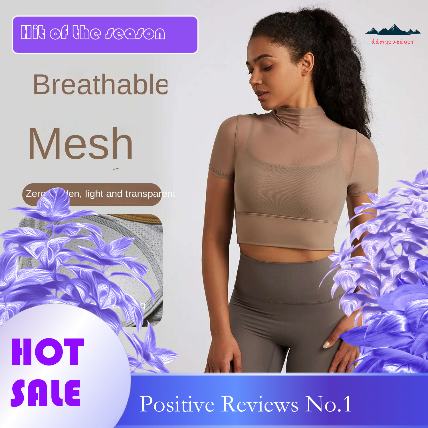 Ddmyoutdoor China Domestic Spring Yoga Short Sleeved T Shirt Mesh Patched Women S Breathable Hollow Inner Sports Bra Running Fiess Clothing Crop Top