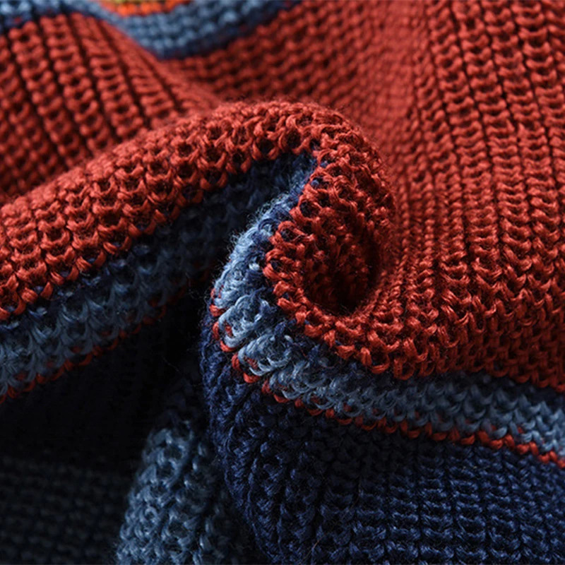 Trendy Mens Knitted Cardigans 2025 Spring Casual Button-up Lapel Sweatercoats Men Vintage Rainbow Striped Sweater Jacket Coats 250113